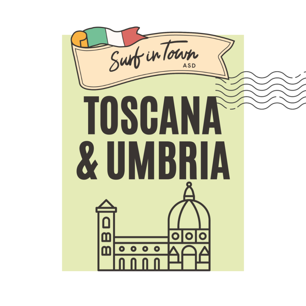 sticker verde con scritta Toscana & Umbria